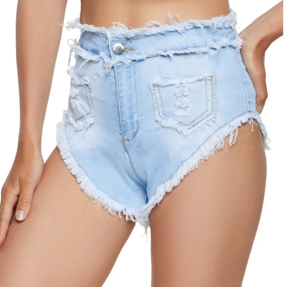 Denim High Waist Blue Jean Shorts Medium - Picture 2 of 3